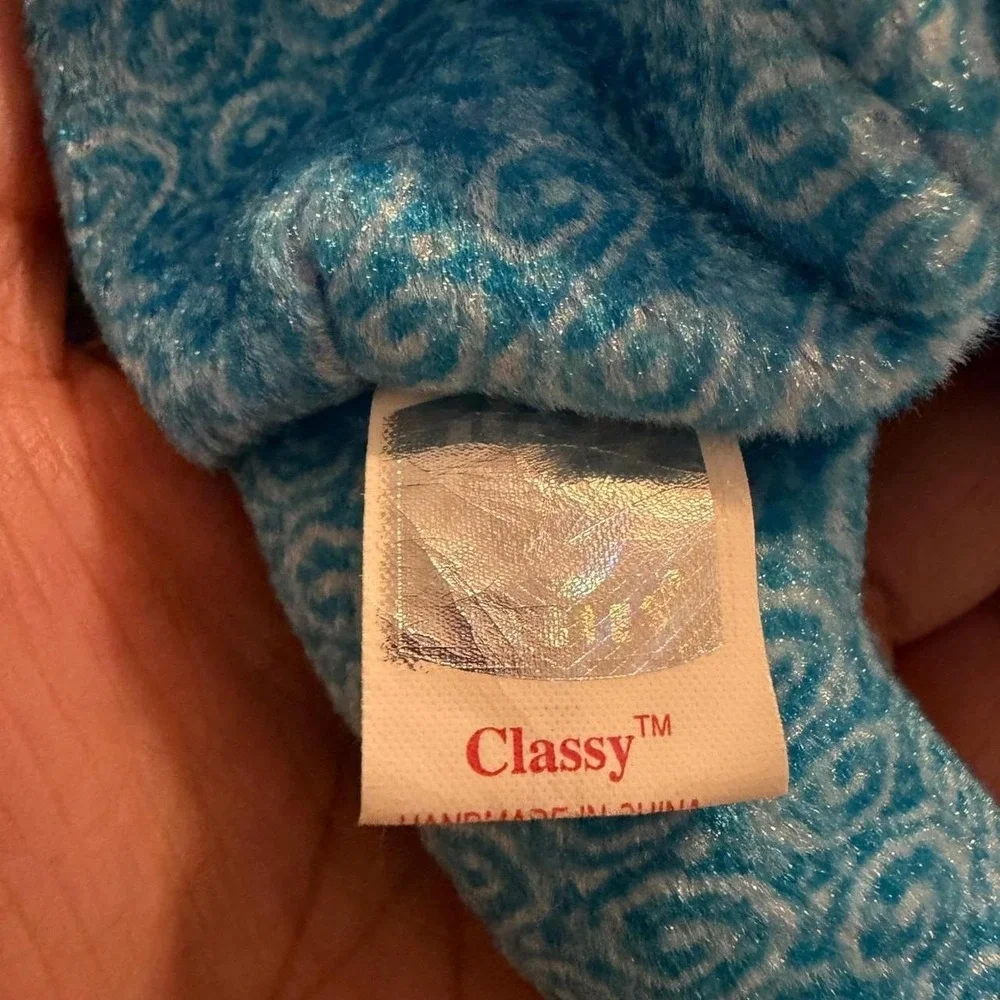 Ty Beanie Baby Classy the Bear Blue Swirl Pattern 2001 Plush Toy ERROR TAGS